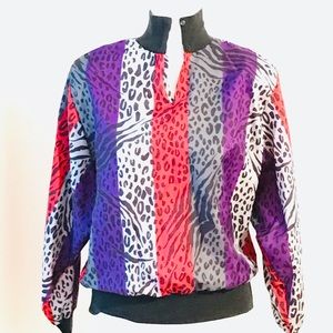Vtg Banded 90s Print Top